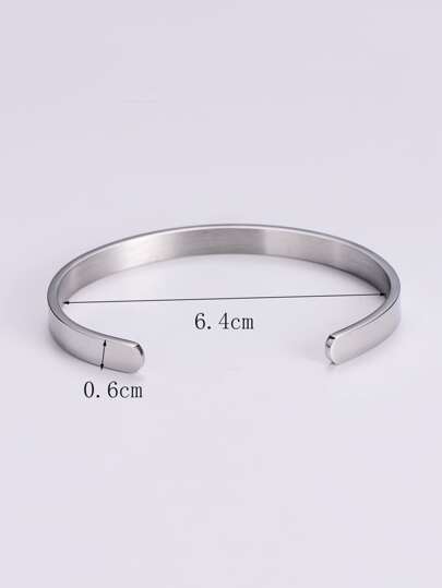 1pc Fashion Stainless Steel Minimalist Cuff Bangle For Men For Gift For Daily Decoration
