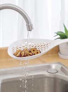 1 pieza de plástico Colador blanco Cuchara con mango largo para cocina - Blanco - Ver 4