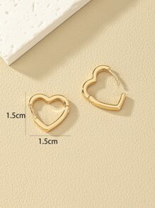 Heart Shaped Hoop Earrings Valentines - Yellow Gold - View 4