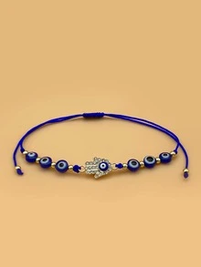 12 cái/bộ Chi tiết mắt Rhinestone Hamsa Hand Decor Vòng tay đính cườm - Nhiều màu - Xem 2