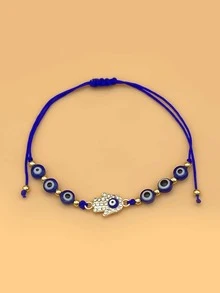 12 cái/bộ Chi tiết mắt Rhinestone Hamsa Hand Decor Vòng tay đính cườm - Nhiều màu - Xem 3