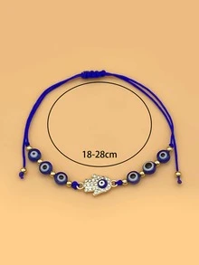 12 cái/bộ Chi tiết mắt Rhinestone Hamsa Hand Decor Vòng tay đính cườm - Nhiều màu - Xem 4