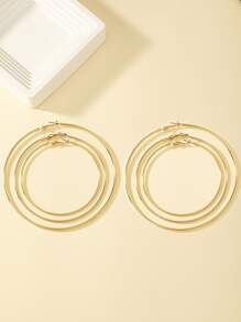 3對/套極簡圓耳環 - 金黃色 - 查看 5