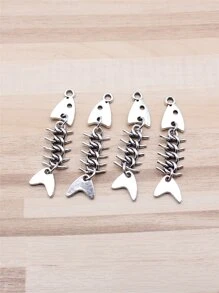 4入組/套魚刺DIY吊墜 - Ancient Silver - 查看 2