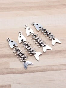 4入組/套魚刺DIY吊墜 - Ancient Silver - 查看 4
