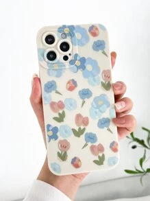 花朵圖案手機殼 - 黑與白 - 查看 1