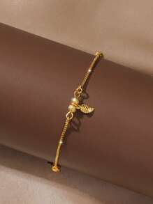 樹葉裝飾腳錬 - 金黃色 - 查看 2