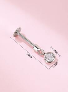 1 bông tai hình tròn trang trí bằng đá rhinestone - Bạc - Xem 3