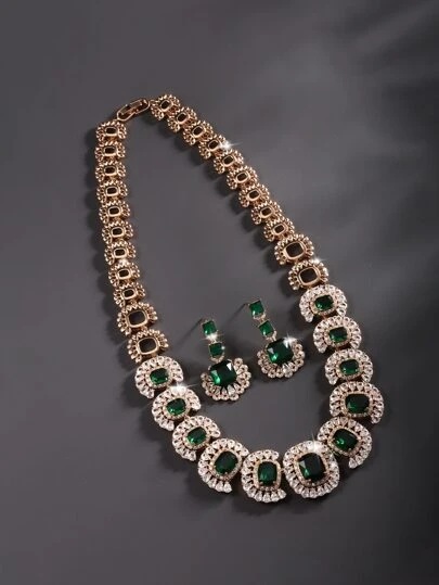 3入組/套水鑽裝飾首飾套裝