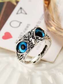 Aleación de anillo de diseño de búho de moda y popular para hombres para regalo de joyería y para una apariencia elegante - Azul - Ver 5