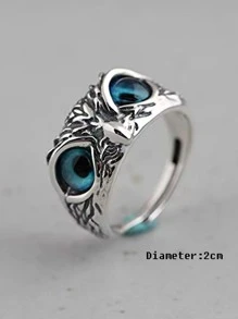 Aleación de anillo de diseño de búho de moda y popular para hombres para regalo de joyería y para una apariencia elegante - Azul - Ver 9