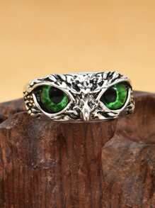 時尚流行男士貓頭鷹設計戒指合金適合珠寶禮物和時尚外觀 - 綠色 - 查看 8