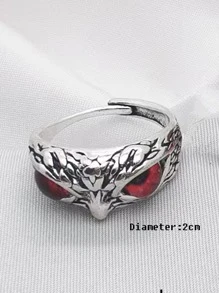 Anillo de diseño de búho para hombre, para regalo de joyería y fiesta - Rojo - Ver 6