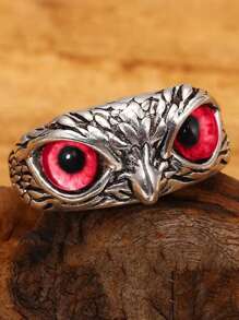 Anillo de diseño de búho para hombre, para regalo de joyería y fiesta - Rojo - Ver 8