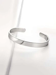 1pc Fashion Stainless Steel Minimalist Cuff Bangle For Men For Daily Decoration, For Jewelry Gift And Party