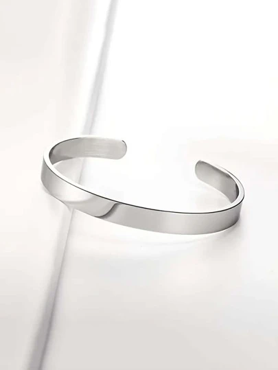 1pc Fashion Stainless Steel Minimalist Cuff Bangle For Men For Daily Decoration, For Jewelry Gift And Party