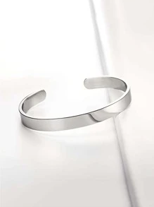 1pc Fashion Stainless Steel Minimalist Cuff Bangle For Men For Daily Decoration, For Jewelry Gift And Party