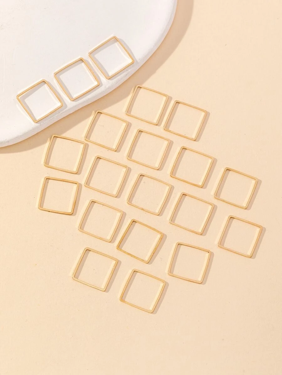 20 piezas/set Accesorio de joya DIY de plástico cuadrado - Dorado - Ver 1