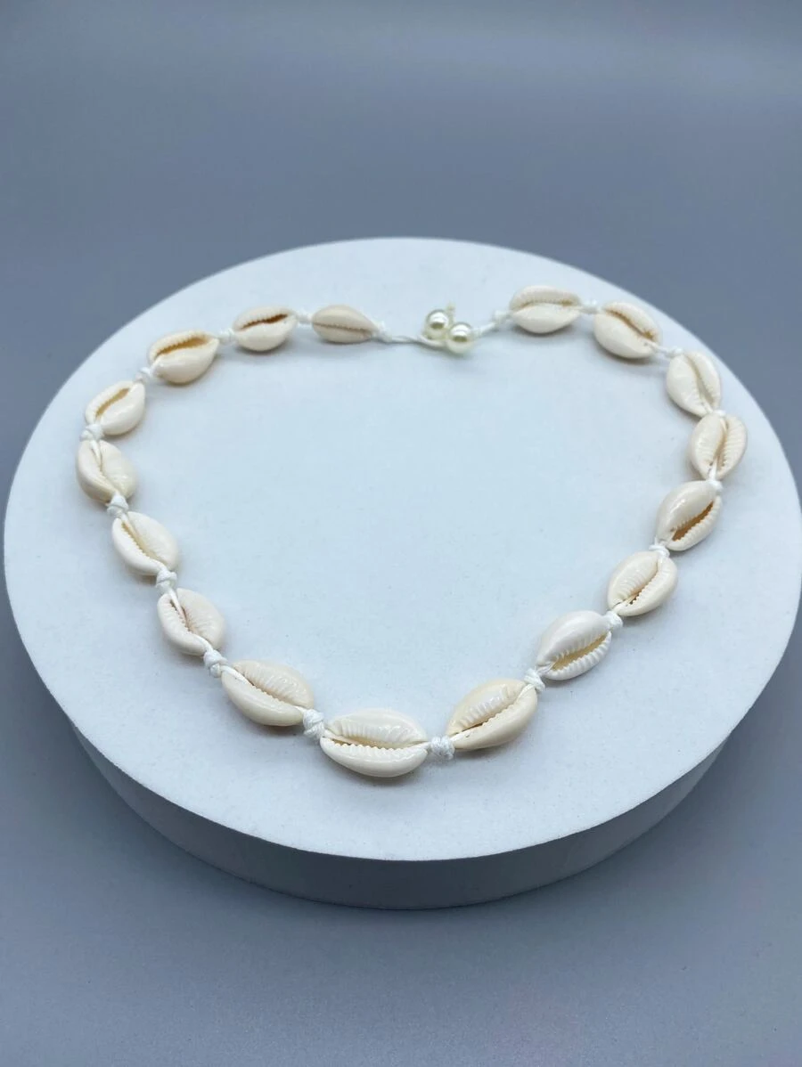 Collar de decoración de concha de moda y popular para hombres para regalo de joyería y para una apariencia elegante - Blanco - Ver 1