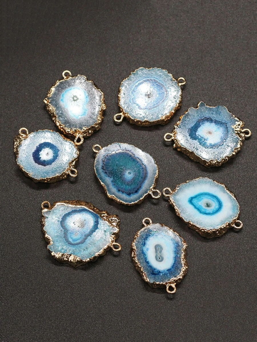 1 件时尚不对称圆形珠宝制作连接器，适合女士 DIY 珠宝制作 - 藍色 - 查看 1