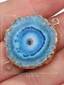 1 件时尚不对称圆形珠宝制作连接器，适合女士 DIY 珠宝制作 - 藍色 - 查看 3