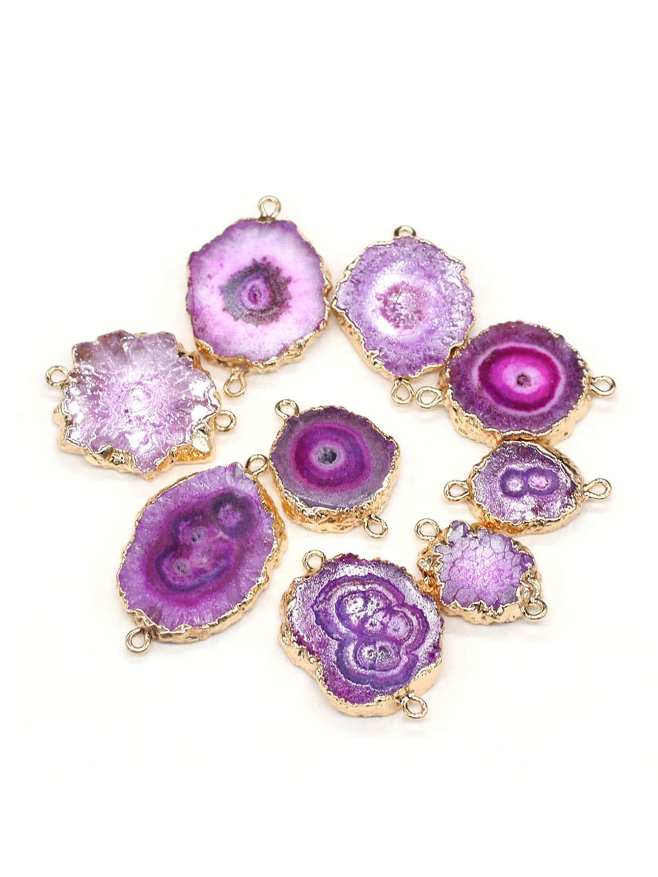 1 cái Đầu nối làm đồ trang sức tròn bất đối xứng thời trang dành cho phụ nữ để làm đồ trang sức DIY - Màu tím - Xem 1