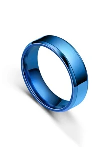 Hombres Anillo unicolor minimalista - Azul - Ver 2