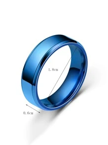 Hombres Anillo unicolor minimalista - Azul - Ver 3