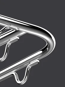 1pc Stainless Steel Hanging Drying Rack With Clothespin, Multifunctional Foldable Hanger For Home - Silver - View 3