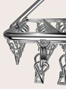 1pc Stainless Steel Hanging Drying Rack With Clothespin, Multifunctional Foldable Hanger For Home - Silver - View 7