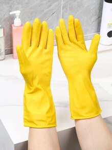 2入組裝乳膠家用手套黃色家用防水洗碗手套