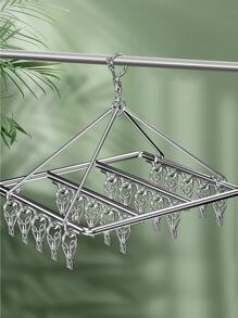 1pc Stainless Steel Drying Rack, Classic Multifunction Clothes Drying Rack For Household - Silver - View 1