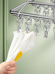 1pc Stainless Steel Drying Rack, Classic Multifunction Clothes Drying Rack For Household - Silver - View 2