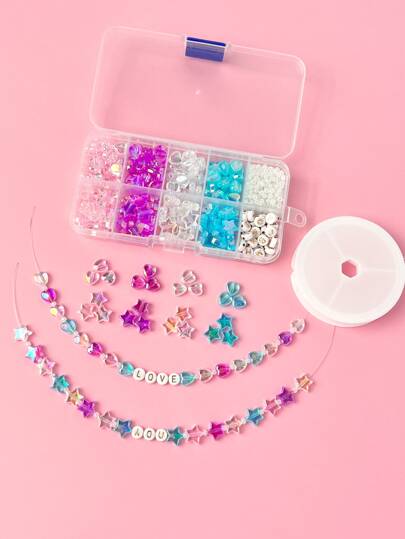 1盒釘珠DIY首飾配件和1入組彈性繩