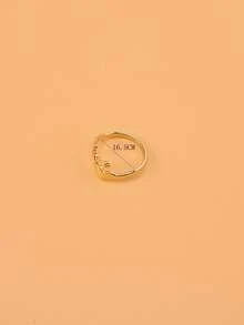 Letter Decor Cuff Ring - Gold - View 3