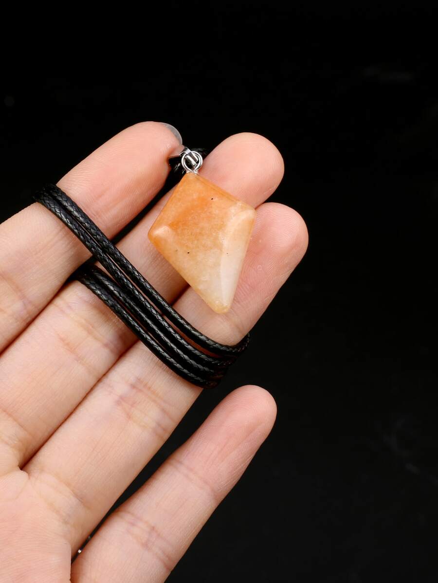 Stone Charm Necklace - Yellow - View 1