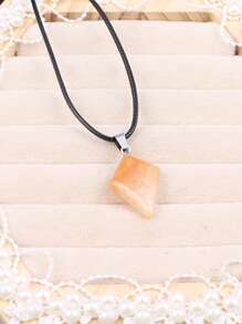 Stone Charm Necklace - Yellow - View 2