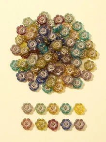 100pcs/set Flower Design Plating Acrylic DIY Bead - Multicolor - View 1