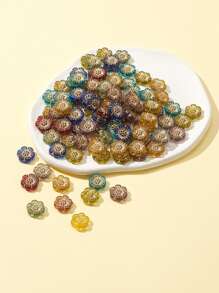 100pcs/set Flower Design Plating Acrylic DIY Bead - Multicolor - View 2