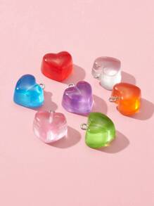 20pcs/Bag Heart-Shaped Resin Pendant, Suitable For Earrings And Necklaces, Random Mixed Colors - Multicolor - View 3