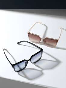 2 piezas/Conjunto Gafas de moda con montura grande de moda para mujeres - Multicolor - Ver 2