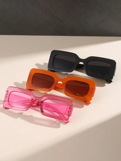 3 件男女通用矩形时尚眼镜，时尚配饰，适合海滩、旅行、夏季、运动、驾驶、节日、户外、优雅、街头服饰、度假、锻炼、派对、钓鱼假期，适合夏季海滩度假、户外、旅行