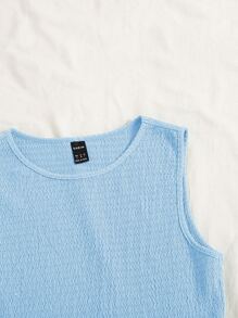 SHEIN EZwear 素色短款背心和包臀半身裙 - 淺藍色 - 查看 5