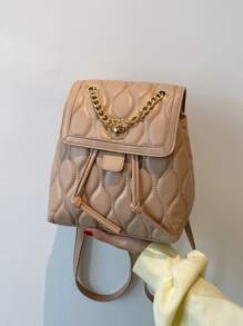 CONTAINEVERY Rucksack mit Klappe Gesteppt Kette Dekor - Khaki - Übersicht 1