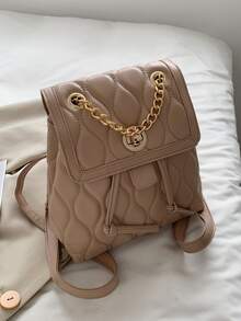 CONTAINEVERY Rucksack mit Klappe Gesteppt Kette Dekor - Khaki - Übersicht 2