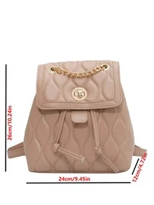 CONTAINEVERY Rucksack mit Klappe Gesteppt Kette Dekor - Khaki - Übersicht 5