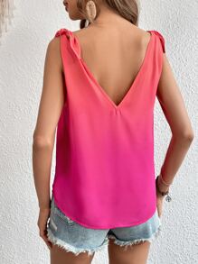 SHEIN VCAY Top tank de ombré de hombro con nudo - Multicolor - Ver 2