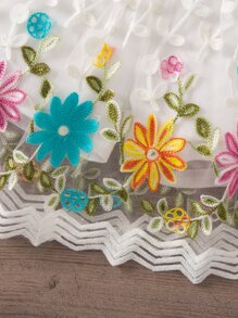 年輕女孩花卉印花優雅甜美可愛露肩公主袖夏季兩件套裝 - 彩色 - 查看 5