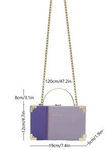 Mini Colorblock Simple Style Ladies' Chain Hardshell Handbag - Purple - View 3