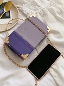 Mini Colorblock Simple Style Ladies' Chain Hardshell Handbag - Purple - View 6